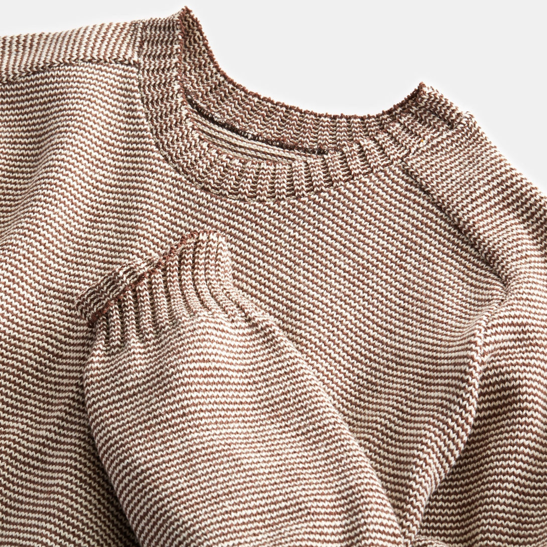 Striped Crewneck Saddle Shoulder Pullover - Merrow Knits - USA made Knit Products