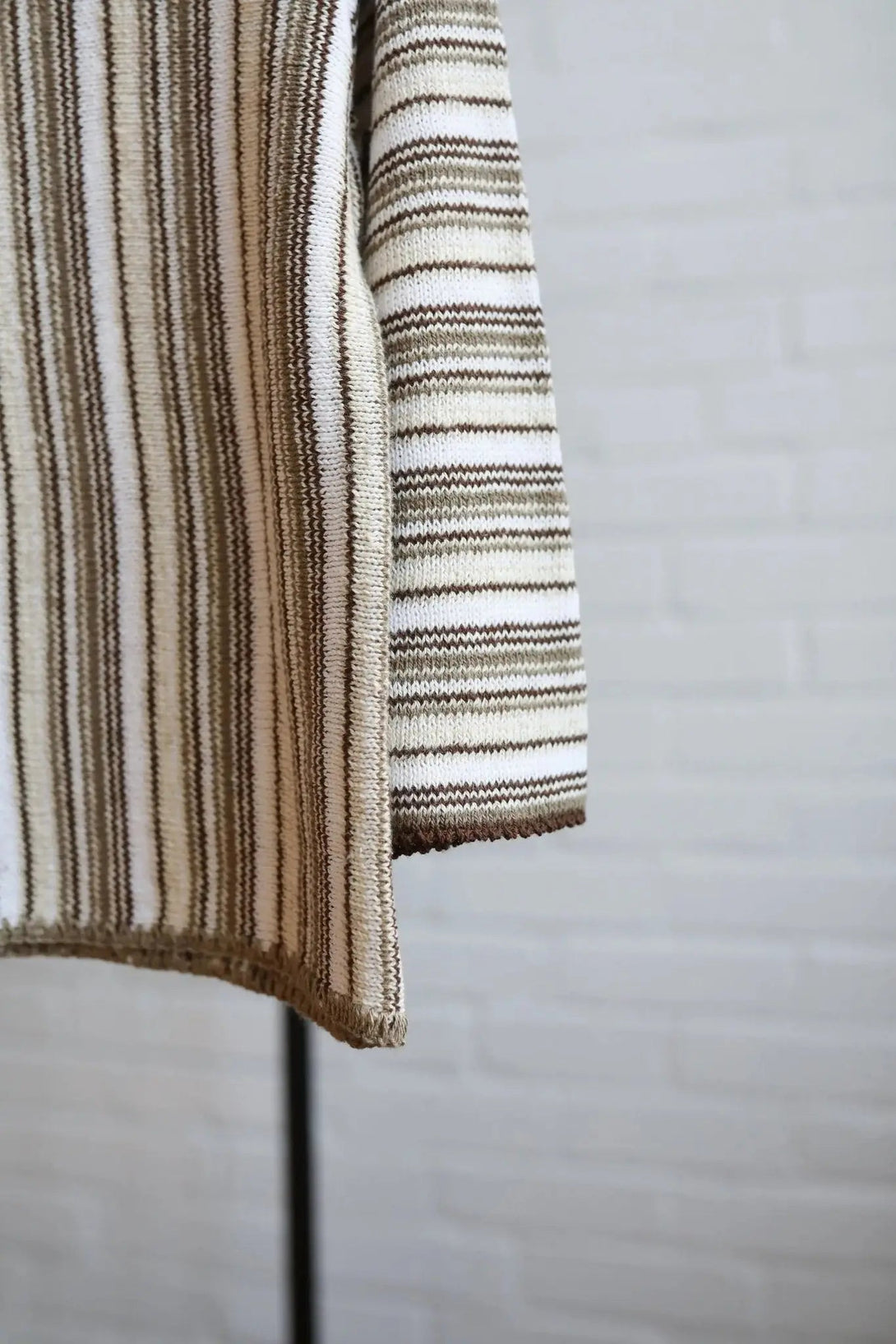 Flora Baja Crotchet Vertical Stripe Boatneck - Merrow Knits - USA made Knit Products