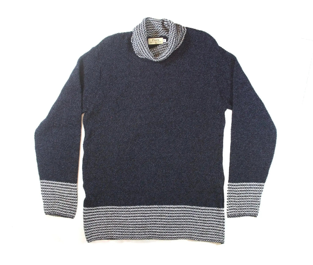 Flora Contrast Seed Turtle Neck Pullover - Merrow Knits - USA made Knit Products