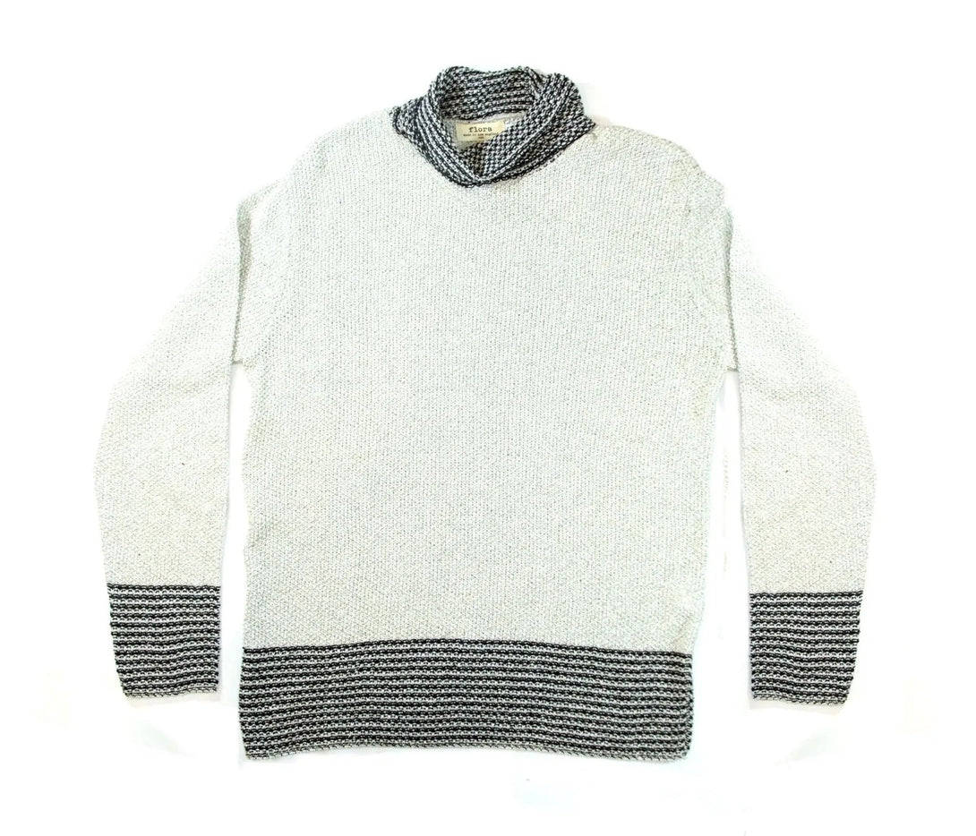 Flora Contrast Seed Turtle Neck Pullover - Merrow Knits - USA made Knit Products