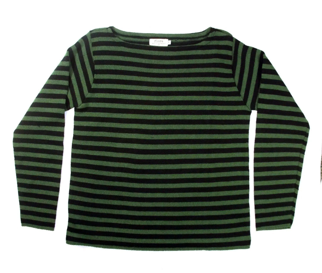 Flora Striped Boatneck Pullover - Merrow Knits - USA made Knit Products