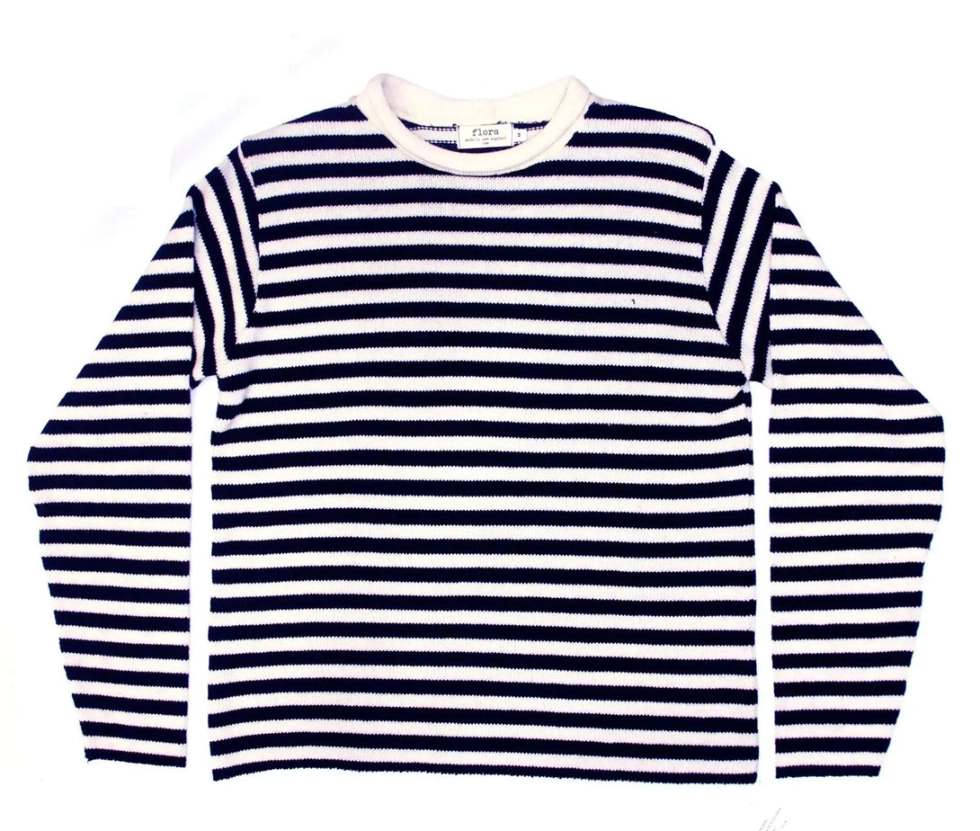 Flora Striped Rollneck Pullover - Merrow Knits - USA made Knit Products